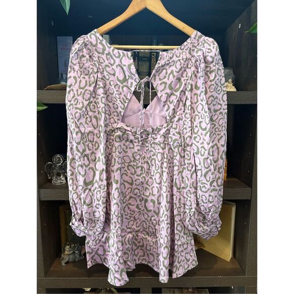 NWT For Love & Lemons June Purple Animal Print Mini Dress Size XS - Picture 4 of 7
